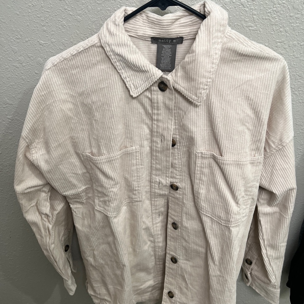 Matty M Cream Corduroy Shirt Jacket
